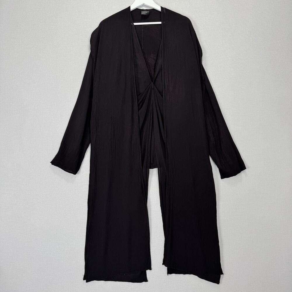 La Vaca Loca Izquierda Gothic Top Womens S/M Black Sheer Draped Twist Lagenlook